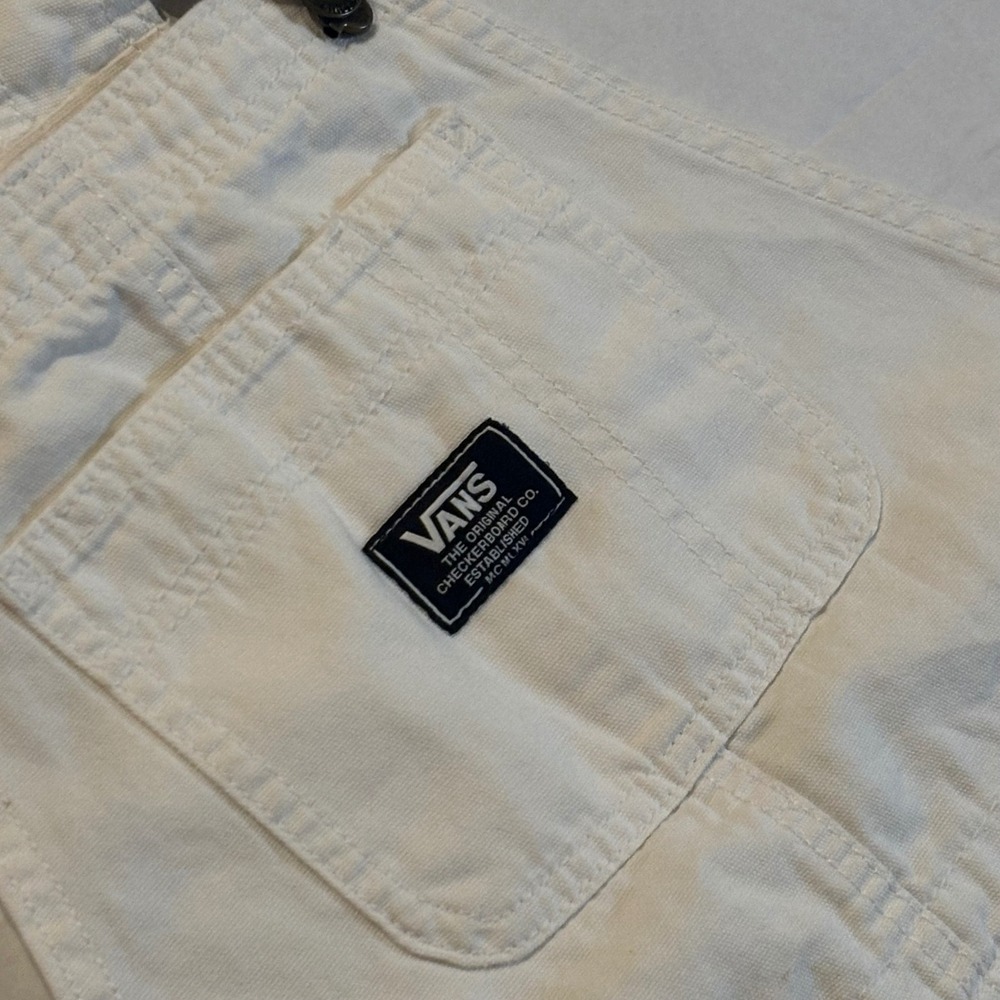 Vans Ground Work Shortalls Off White Cotton Canvas Overalls VN000G8WFS8 M - Picture 2 of 8